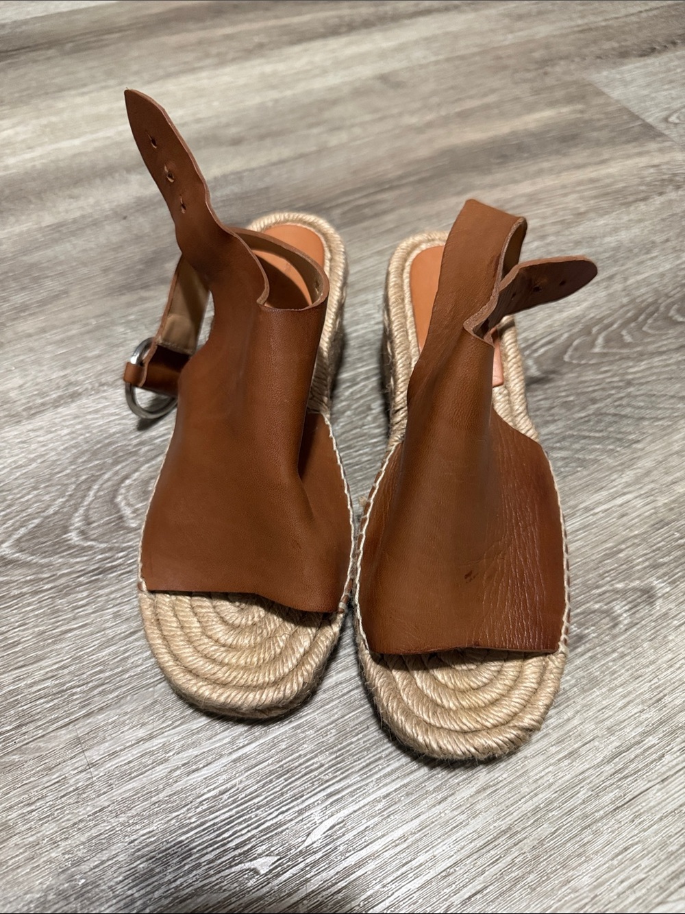 rag & bone Brown Leather Espadrille Slingback Sandals